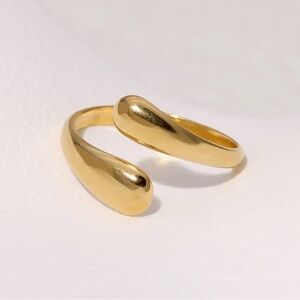 Gold Sculptural Open Ring • PVD Coated Stainless Steel • Modern Statement
